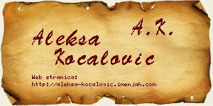 Aleksa Kočalović vizit kartica